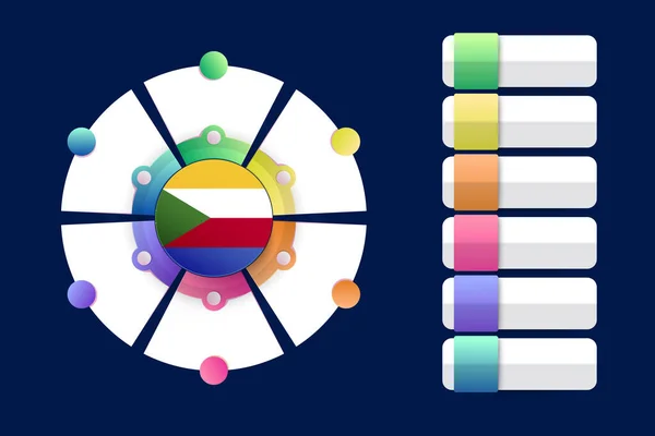 Comore Bandiera Con Disegno Infografico Incorporare Con Forma Rotonda Divisa — Vettoriale Stock