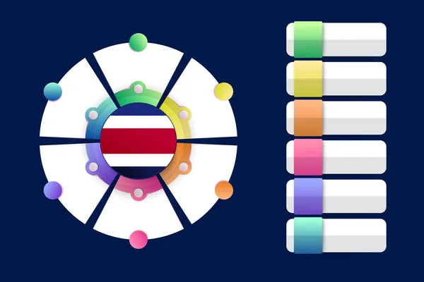 Costa Rica Bandiera Con Disegno Infografico Incorporare Con Forma Rotonda — Vettoriale Stock