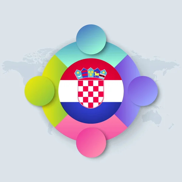 Croatia Flag Infographic Design Isolated Dot World Map Vektorillusztráció — Stock Vector