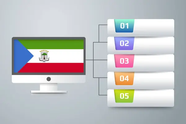 Equatorial Gngland Flag Infographic Design Infographic Incorporated Computer Monitor Dalam - Stok Vektor
