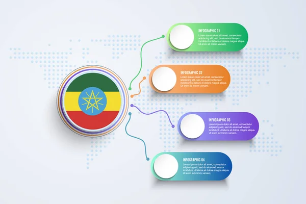 Bandera Etiopía Con Diseño Infográfico Aislado Mapa Dot World Ilustración — Archivo Imágenes Vectoriales