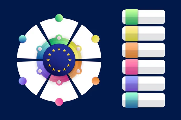 Σημαία Ευρωπαϊκής Ένωσης Infographic Design Incorporate Διχοτομημένο Στρογγυλό Σχήμα Εικονογράφηση — Διανυσματικό Αρχείο