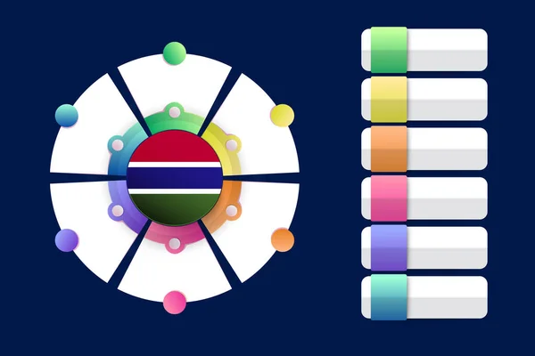 Flaga Gambia Infographic Design Inkorporacja Podzielonym Okrągłym Kształtem Ilustracja Wektora — Wektor stockowy
