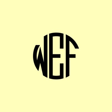 Yaratıcı Yuvarlak Baş Harfler WEF logosu. Bu başlangıç için hangi şirket veya markanın adı uygun olacaktır.