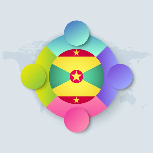 Grenada Flag Infographic Design Isolated World Map Vector Illustration — Stock Vector