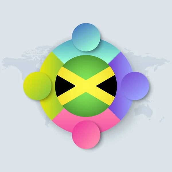 牙买加国旗与信息图形设计孤立在世界地图上 矢量说明 — 图库矢量图片