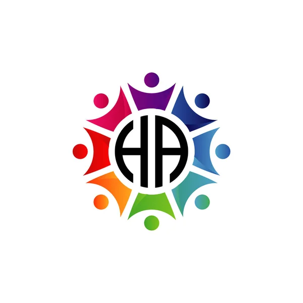 Renkli Cemaat Baş Harfleri Logosu Takım Veya Sosyal Hizmetler Için — Stok Vektör
