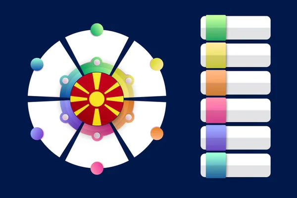 Macedonia Flaga Infographic Design Inkorporacja Podzielonym Okrągłym Kształtem Ilustracja Wektora — Wektor stockowy