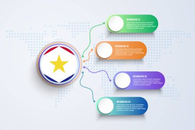 Infographic Design ile Saba Bayrağı dünya haritasında izole edildi. Vektör illüstrasyonu.