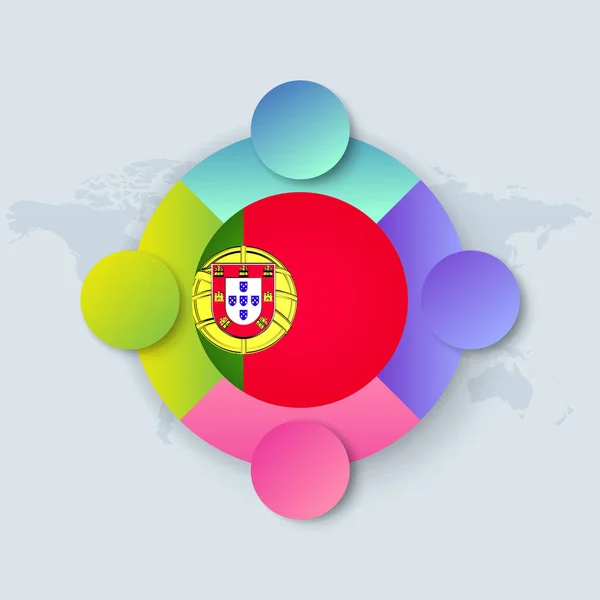 Portugal Flag Infographic Design Isolated World Map 일러스트 — 스톡 벡터