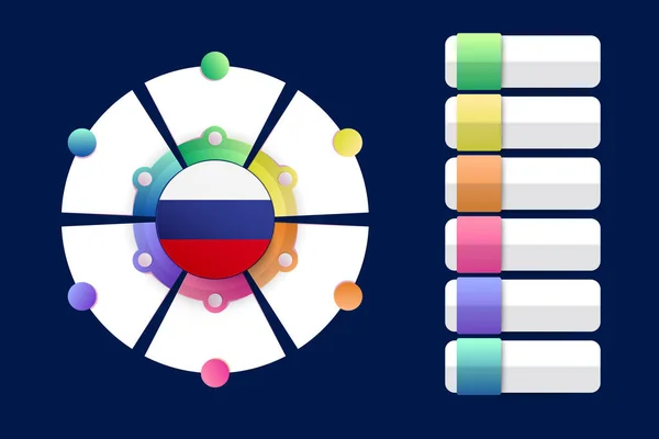 Russia Bandiera Con Disegno Infografico Incorporare Con Forma Rotonda Divisa — Vettoriale Stock