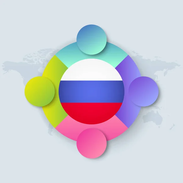 Ryssland Flagga Med Infographic Design Isolerad Världskartan Vektorillustration — Stock vektor