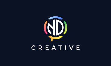 Yaratıcı Sohbet Baş harfleri ND logosu. Bu logo soyut sohbet şekli ve harfleri olan bir şirket. vektör Resimleri.
