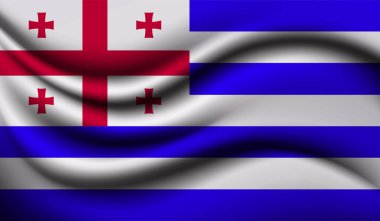 Ajaria Gerçekçi Sallanan Bayrak Tasarımı. Vektör çizimi. Arkaplan, doku veya pankart için kullanılacak.