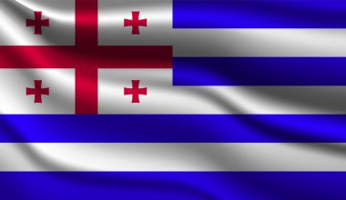 Ajaria Gerçekçi Modern Bayrak Tasarımı. Vektör çizimi. Arkaplan, doku veya pankart için kullanılacak.