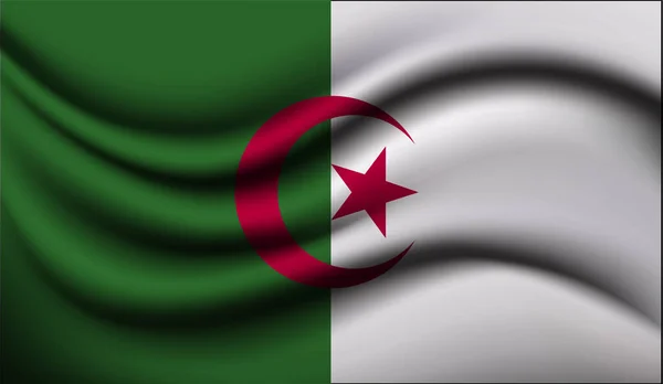 Algerien Realistisches Flaggenschwenken Vektorillustration Wird Für Hintergrund Textur Oder Banner — Stockvektor