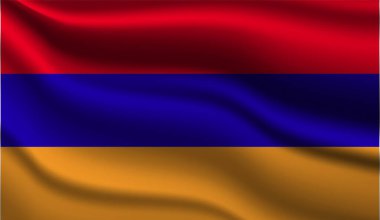 Ermenistan Gerçekçi Modern Bayrak Tasarımı. Vektör çizimi. Arkaplan, doku veya pankart için kullanılacak.