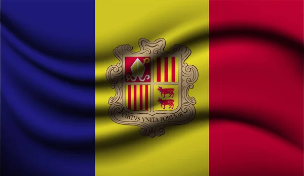 Andorre Drapeau Agitant Réaliste Design Illustration Vectorielle Sera Utilisé Pour — Image vectorielle