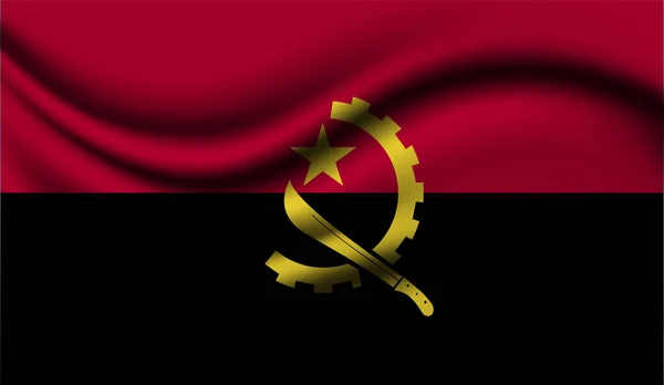 Angola Realistisch Zwaaiend Vlag Ontwerp Vector Illustratie Het Zal Gebruikt — Stockvector