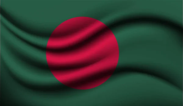 バングラデシュ現実的な波の旗のデザイン ベクトルイラスト テクスチャ またはバナーに使用されます — ストックベクタ