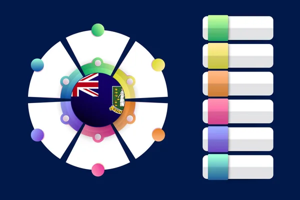 Σημαία Παρθένων Νήσων Infographic Design Incorporate Χωρισμένο Στρογγυλό Σχήμα Εικονογράφηση — Διανυσματικό Αρχείο