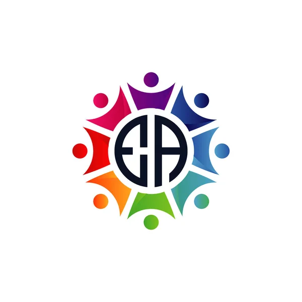 Πολύχρωμο Κοινοτικό Αρχικό Λογότυπο Γράμματα Σκοπός Δικτύου Ομάδας Κοινωνικής Εργασίας — Διανυσματικό Αρχείο