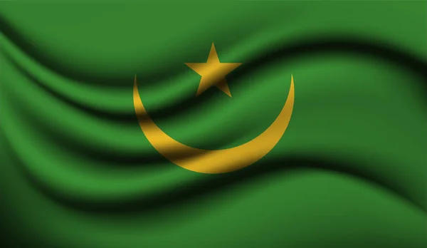 Mauretanien Realistisk Viftande Flaggdesign Vektorillustration Den Kommer Att Användas För — Stock vektor