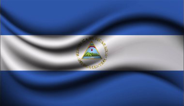 Nikaragua Gerçekçi Bayrak Tasarımı. Vektör çizimi. Arkaplan, doku veya pankart için kullanılacak.