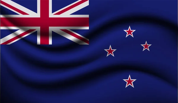 Yeni Zelanda Gerçekçi Bayrak Tasarımı Vektör Çizimi Arkaplan Doku Veya — Stok Vektör