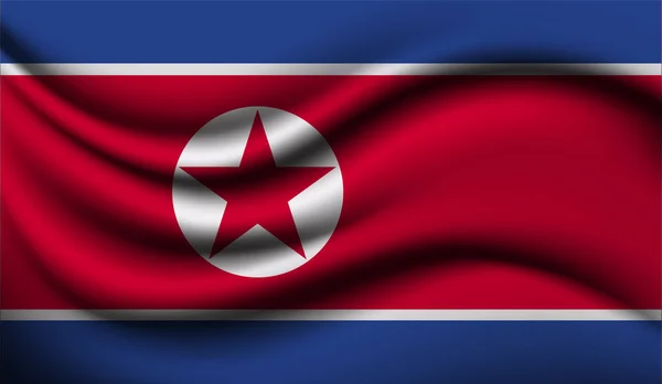 Реалистичный Дизайн Флага Северной Кореи Векторная Иллюстрация Будет Использоваться Фона — стоковый вектор