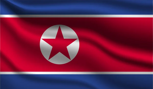 North Korea Realistic Modern Flag Design Vektorová Ilustrace Používá Pozadí — Stockový vektor