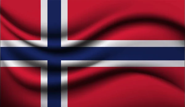 Noruega Diseño Realista Ondeando Bandera Ilustración Vectorial Utilizará Para Fondo — Vector de stock