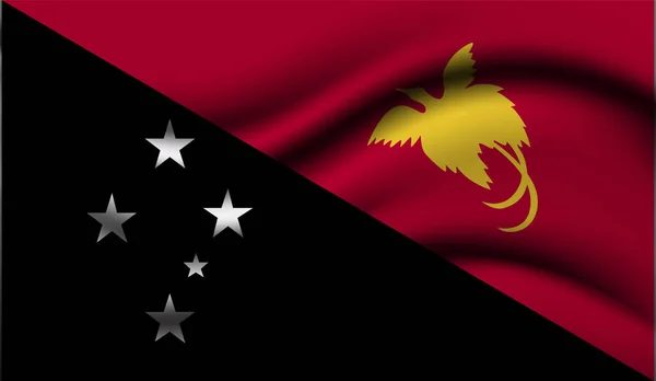 Papua Nueva Guinea Realista Ondeando Diseño Bandera Ilustración Vectorial Utilizará — Vector de stock