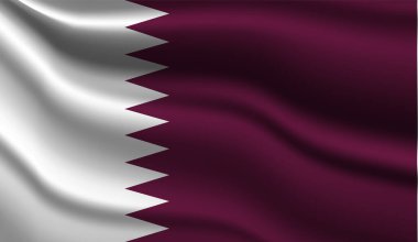 Katar Gerçekçi Modern Bayrak Tasarımı. Vektör çizimi. Arkaplan, doku veya pankart için kullanılacak.