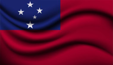 Samoa Gerçekçi Bayrak Tasarımı. Vektör çizimi. Arkaplan, doku veya pankart için kullanılacak.