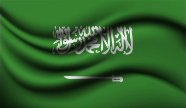 Suudi Arabistan Gerçekçi Bayrak Tasarımı. Vektör çizimi. Arkaplan, doku veya pankart için kullanılacak.