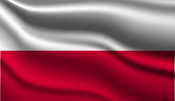 Polen Realistische Moderne Vlag Ontwerp Vector Illustratie Het Zal Gebruikt — Stockvector