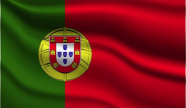 Portekiz Gerçekçi Modern Bayrak Tasarımı Vektör Çizimi Arkaplan Doku Veya — Stok Vektör