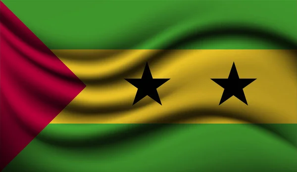 Sao Tome Principe Realistyczny Projekt Flagi Machania Ilustracja Wektora Będzie — Wektor stockowy