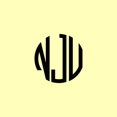 Yaratıcı Yuvarlak Harfler NJU logosu. Bu başlangıç için hangi şirket veya markanın adı uygun olacaktır.