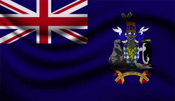 Νότια Γεωργία Και Νότιες Νήσοι Σάντουιτς Ρεαλιστική Κυματίζει Σημαία Σχεδιασμός — Διανυσματικό Αρχείο