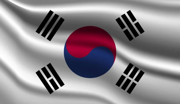 South Korea Realistic Modern Flag Design Vector Illustration Used Background — Stock Vector