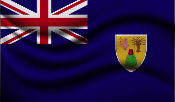 Turks Caicos Islands Realistic Waving Flag Design Illustration Vectorielle Sera — Image vectorielle