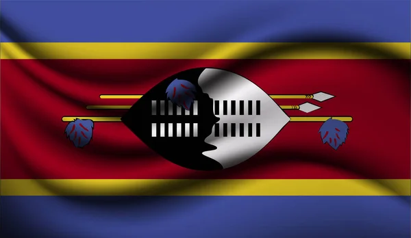 Swaziland Realistisk Viftande Flaggdesign Vektorillustration Den Kommer Att Användas För — Stock vektor