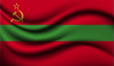 Transnistria Gerçekçi Sallanan Bayrak Tasarımı. Vektör çizimi. Arkaplan, doku veya pankart için kullanılacak.