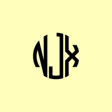 Yaratıcı Yuvarlak Harfler NJX Logosu. Bu başlangıç için hangi şirket veya markanın adı uygun olacaktır.