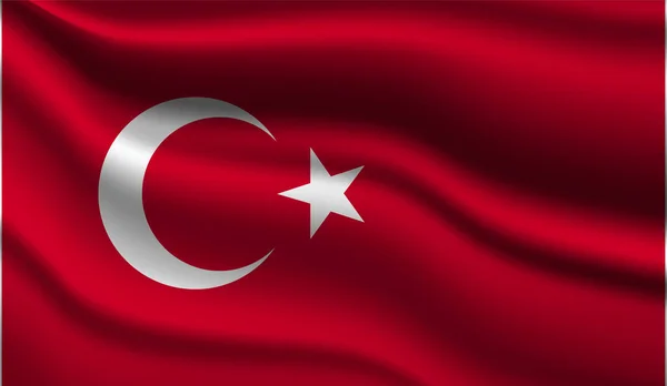 Desain Bendera Modern Realistik Turki Vektor Ilustrasi Ini Akan Digunakan - Stok Vektor