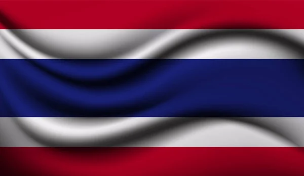 Thailandia Realistico Sventolando Bandiera Design Illustrazione Vettoriale Sarà Utilizzato Sfondo — Vettoriale Stock