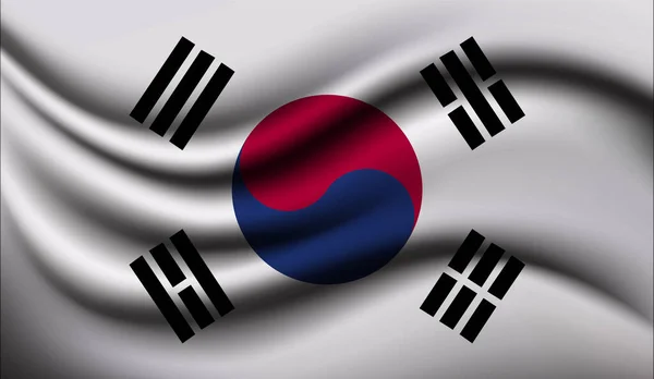 South Korea Realistic Waving Flag Design Vector Illustration Used Background — Stock Vector