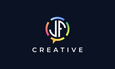 Creative Chat Initial Letters JF logo. This logo incorporate with abstract chat shape and letters. vector Illustration. vector